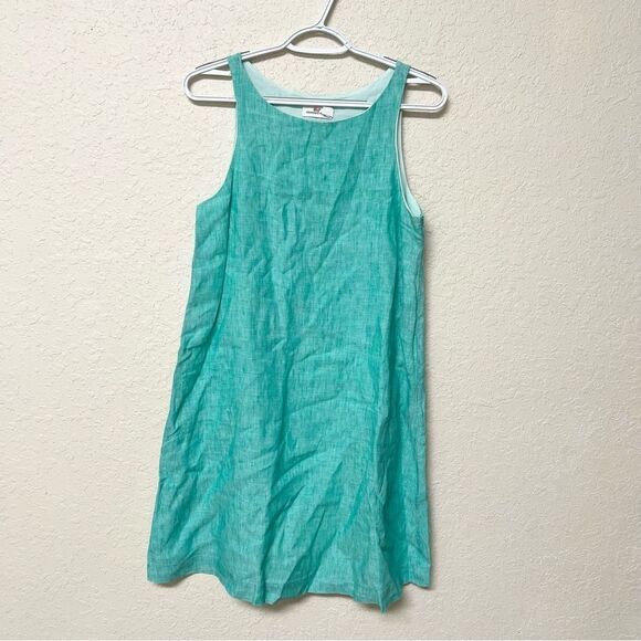 Vineyard Vines Blue Linen Swing Dress Sleeveless Size 2 Beachy Coastal - Picture 1 of 7